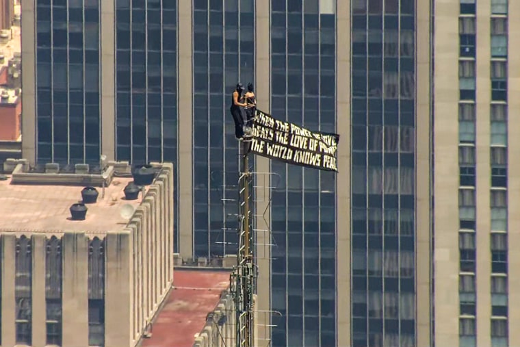 Pro-Peace Banner Display at Empire State Building