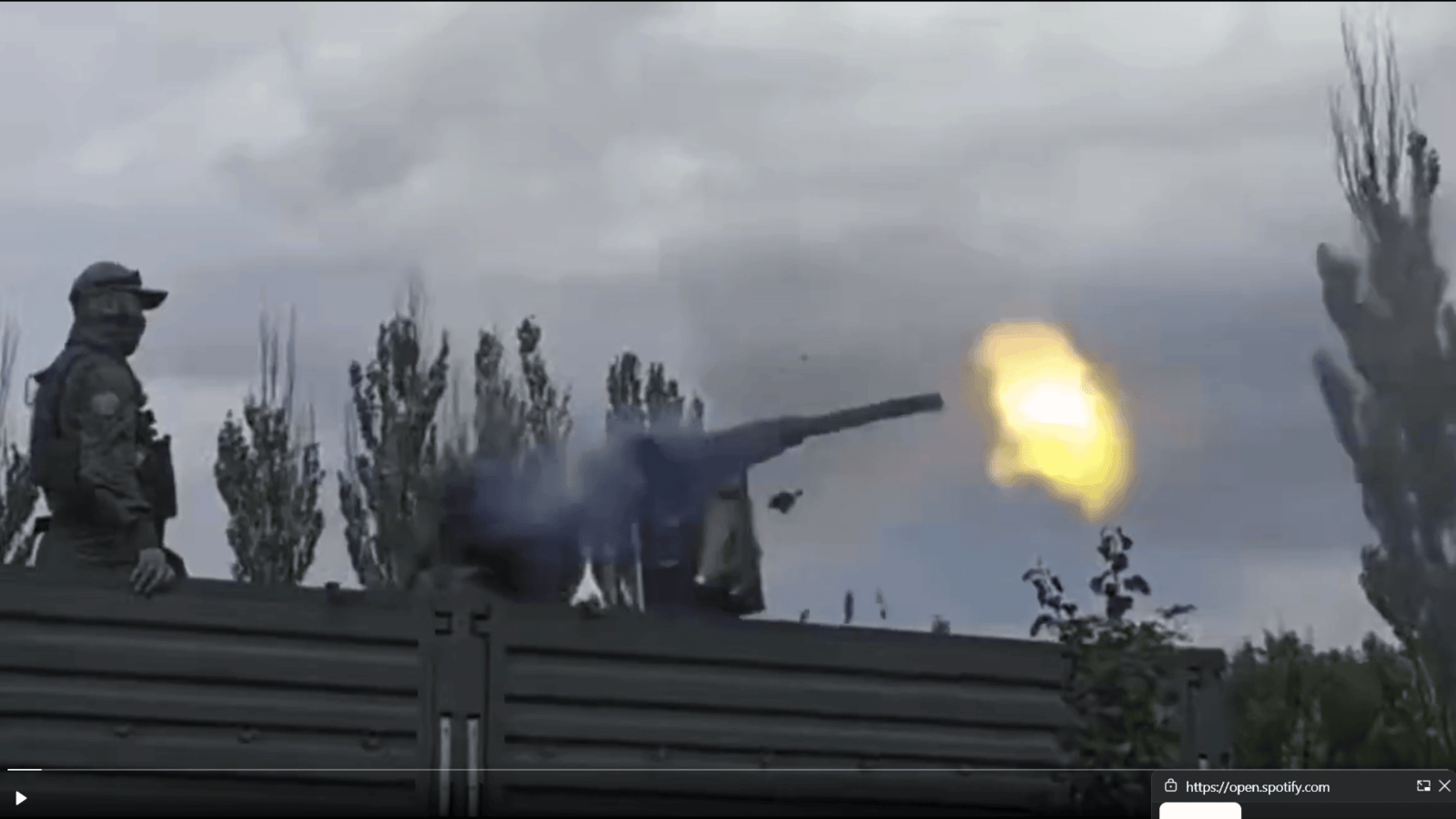 Viral Video Shows Russian Soldier Losing Control of Rotary Machine Gun
