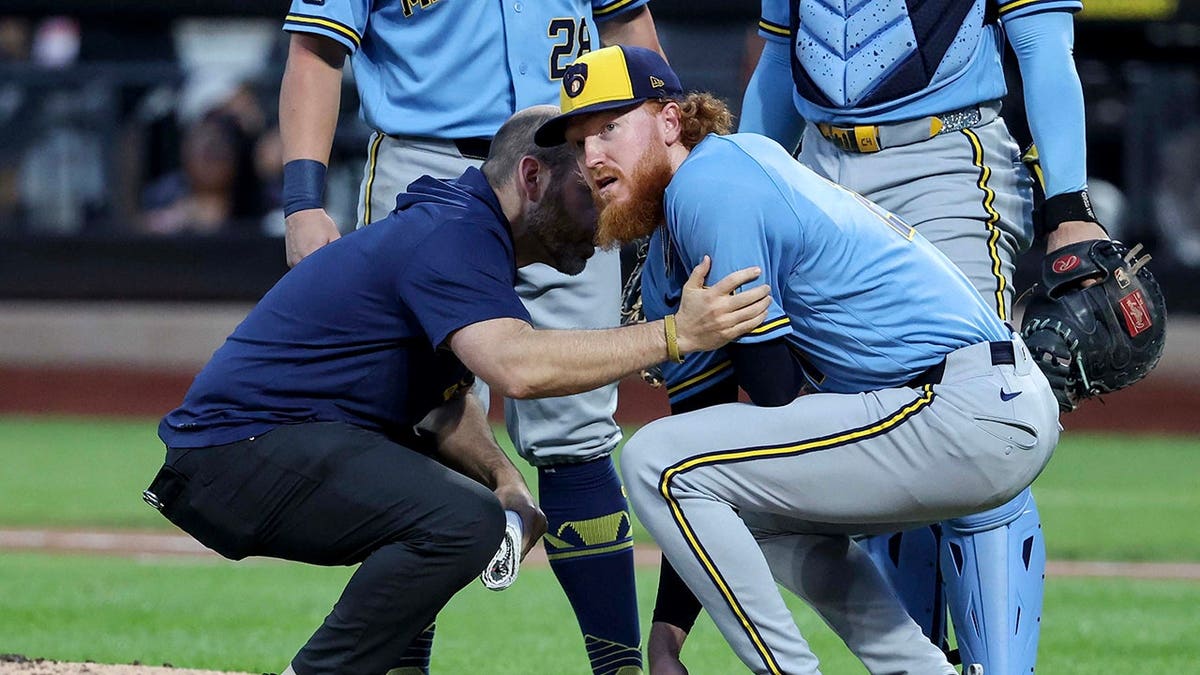 Brewers’ Dustin May Exits Game After Line Drive Injury