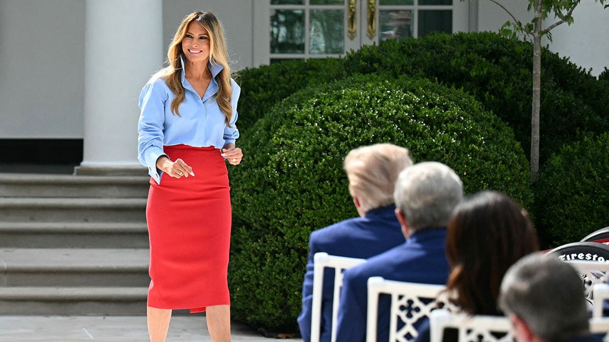 Melania Trump’s Rose Garden Event Focuses on Foster Care and IndyCar