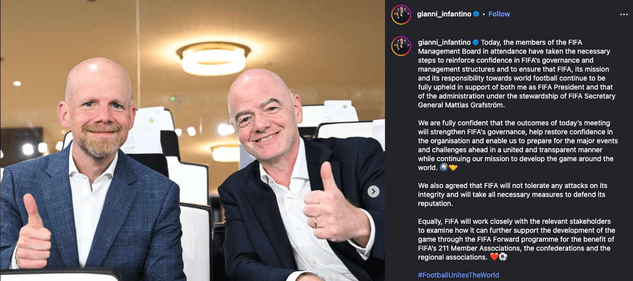 Gianni Infantino Retains Support Amid Backlash Over FFE Proposal