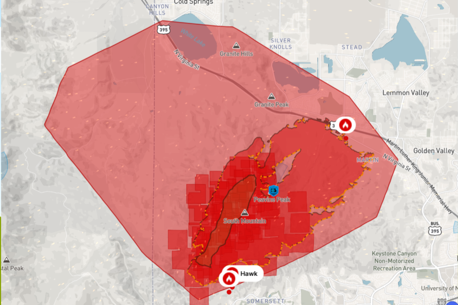 Nevada Governor Declares Emergency in Response to Hawk Fire