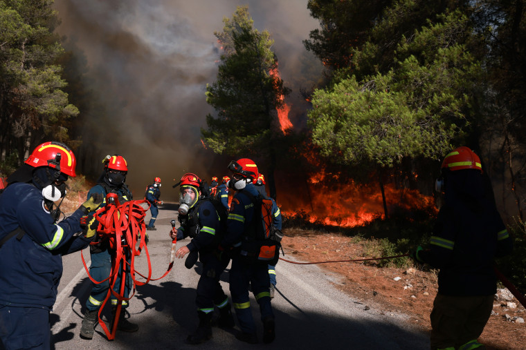 Firefighters Combat Destructive Wildfires Across Greece and Europe