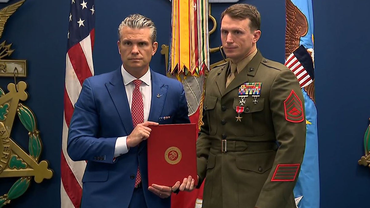 Secretary of War Awards Marines for Abbey Gate Heroism