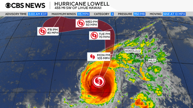 Hurricane Lowell Approaches Western Hawaii with 115-MPH Winds
