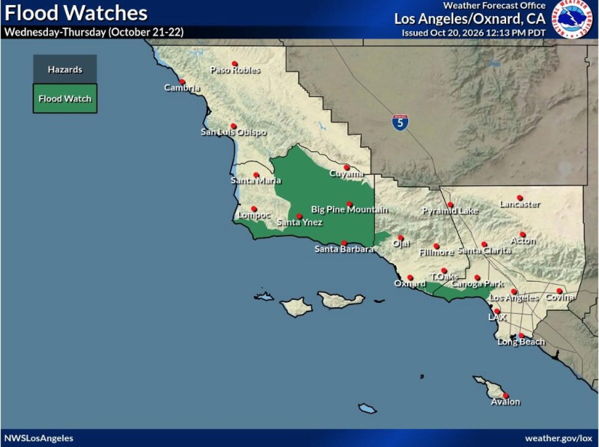 Rain and Beach Hazards Forecast for Southern California